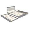 Queen Size Storage Platform Bed, With 2 Big Drawers, Twin Long Size Trundle, One Set Of Sockets & USB Ports - Gray