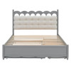 Queen Size Storage Platform Bed, With 2 Big Drawers, Twin Long Size Trundle, One Set Of Sockets & USB Ports - Gray