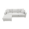 Modern Sectional Sofa With Throw Pillows, Cloud L Shaped Couch Set With Wide 4 Seat Comfy Couch Set With Movable Ottoman - White