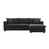 Modern Sectional Sofa With Throw Pillows, Cloud L Shaped Couch Set With Wide 4 Seat Comfy Couch Set With Movable Ottoman - Black