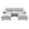 Modular Sectional With Storage Pockets, 5 Seat U Shaped Couch Set With Pillows, Free Combination Modern Cloud Sofa With 2 Movable Ottoman - Medium Gray