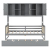 Twin Size Wooden Daybed With Twin Size Trundle, And All In One Cabinet And Shelf - Gray