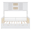 Full Size Wooden Daybed & Twin Size Trundle, And All In One Cabinet And Shelf - White