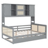 Full Size Wooden Daybed & Twin Size Trundle, And All In One Cabinet And Shelf - Gray