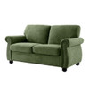 Soft Loveseat, Upholstered 2 Seater Couch, Loose Back Cushions And Turned Legs - Green