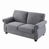 Soft Loveseat, Upholstered 2 Seater Couch, Loose Back Cushions And Turned Legs - Gray