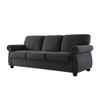 Soft Sofa, Upholstered 3 Seater Couch With High Density Foam, Loose Back Cushions And Turned Legs - Black