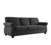 Soft Sofa, Upholstered 3 Seater Couch With High Density Foam, Loose Back Cushions And Turned Legs - Black
