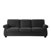 Soft Sofa, Upholstered 3 Seater Couch With High Density Foam, Loose Back Cushions And Turned Legs - Black