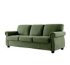 Soft Sofa, Upholstered 3 Seater Couch, Loose Back Cushions And Turned Legs - Green