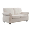 Soft Loveseat, Upholstered 2 Seater Couch, Loose Back Cushions And Turned Legs - Ivory