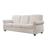 Soft Sofa, Upholstered 3 Seater Couch, Loose Back Cushions And Turned Legs - Ivory