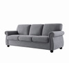 Soft Sofa, Upholstered 3 Seater Couch, Loose Back Cushions And Turned Legs - Gray