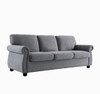 Soft Sofa, Upholstered 3 Seater Couch, Loose Back Cushions And Turned Legs - Gray