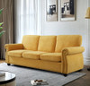 Soft Sofa, Upholstered 3 Seater Couch With High Density Foam, Loose Back Cushions And Turned Legs - Mustard Yellow