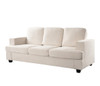 Modern Sofa, Comfortable 3 Seater Couch With Deep Seating, Loose Back Cushions, Wide Arms - Ivory