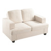 Modern Loveseat, Comfortable 2 Seater Couch With Deep Seating, Loose Back Cushions, Wide Arms - Ivory