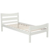 Twin Size Platform Bed With Headboard And Slat Support - White