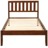 Twin Platform Bed With Headboard, Slat Support - Walnut
