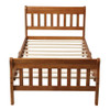 Twin Platform Bed, Mattress Foundation Sleigh Bed With Headboard, Footboard, Slat Support - Oak