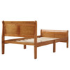 Twin Platform Bed Frame Mattress Foundation Sleigh Bed With Headboard, Footboard, Slat Support - Oak
