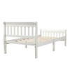 Twin Platform Bed, Mattress Foundation Sleigh Bed With Headboard, Footboard, Slat Support - White