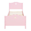 Twin Size Platform Bed With Headboard, Footboard And Slat Support - Pink