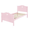 Twin Size Platform Bed With Headboard, Footboard And Slat Support - Pink