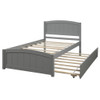Twin Size, Platform Bed With Trundle - Gray