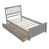 Twin Size Platform Bed With Two Drawers - Gray