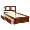 Twin Platform Storage Bed Frame With Two Drawers And Headboard - Walnut