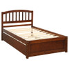 Twin Size Platform Bed Frame With Trundle - Walnut