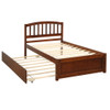 Twin Size Platform Bed Frame With Trundle - Walnut
