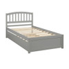 Twin Size Platform Bed Frame With Trundle - Gray