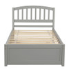 Twin Size Platform Bed Frame With Trundle - Gray