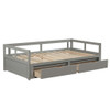 Daybed With Trundle And Two Storage Drawers, Sofa Bed For Bedroom Living Room - Gray