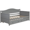 Twin Daybed With Trundle Bed, Sofa Bed For Bedroom - Gray