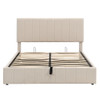 Queen Size Upholstered Platform Bed With A Hydraulic Storage System - Beige