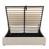 Queen Size Upholstered Platform Bed With A Hydraulic Storage System - Beige
