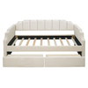 Twin Size Upholstered Classic Daybed With Drawers, Slat Support - Beige