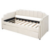 Twin Size Upholstered Classic Daybed With Drawers, Slat Support - Beige