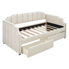 Twin Size Upholstered Classic Daybed With Drawers, Slat Support - Beige