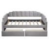 Twin Size Upholstered Classic Daybed With Drawers, Slat Support - Gray