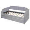 Twin Size Upholstered Classic Daybed With Drawers, Slat Support - Gray