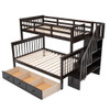 Twin Over Full Stairway Bunk Bed With Drawer, Storage And Guard Rail For Bedroom - Espresso