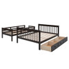 Twin Over Full Stairway Bunk Bed With Drawer, Storage And Guard Rail For Bedroom - Espresso