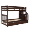 Twin Over Twin Stairway Bunk Bed With Twin Size Trundle For Bedroom - Espresso