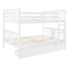 Full Over Full Bunk Bed With Drawers And Ladder For Bedroom - White