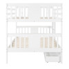 Full Over Full Bunk Bed With Drawers And Ladder For Bedroom - White