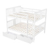 Full Over Full Bunk Bed With Drawers And Ladder For Bedroom - White